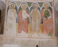 Catino absidale di Sant'Alessandro: affresco tardotrecentesco, di ignota mano, raffigurante Sant'Onofrio eremita tra Sant'Anatolia, Santa Caterina (a sinistra) e San Giovanni