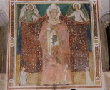 Affresco del catino absidale di Sant'Alessandro, raffigurante il Santo in abiti pontificali tra due angeli (sec. XIV)